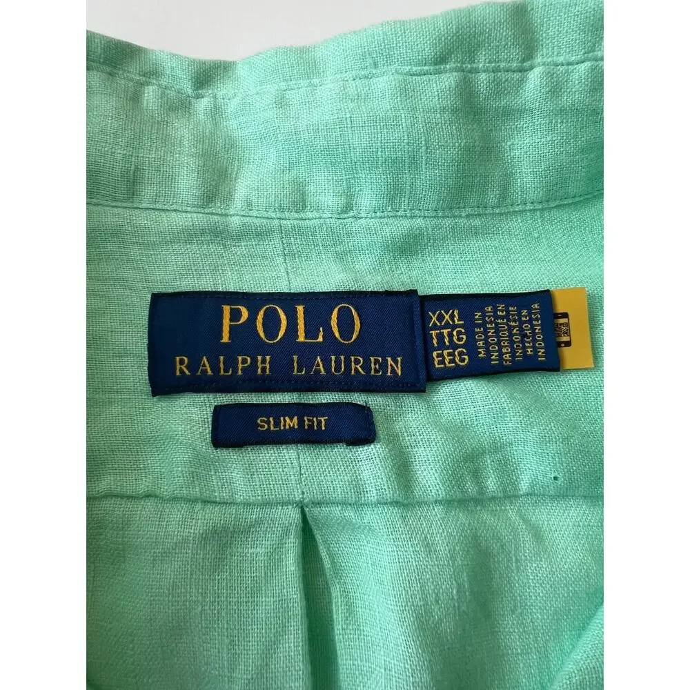 Polo Ralph Lauren Slim Fit Long Sleeve Linen Button Down Shirt Men's 2XL